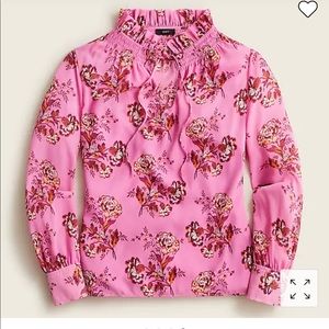 Drapey tie-neck ruffle top in marigold bouquets